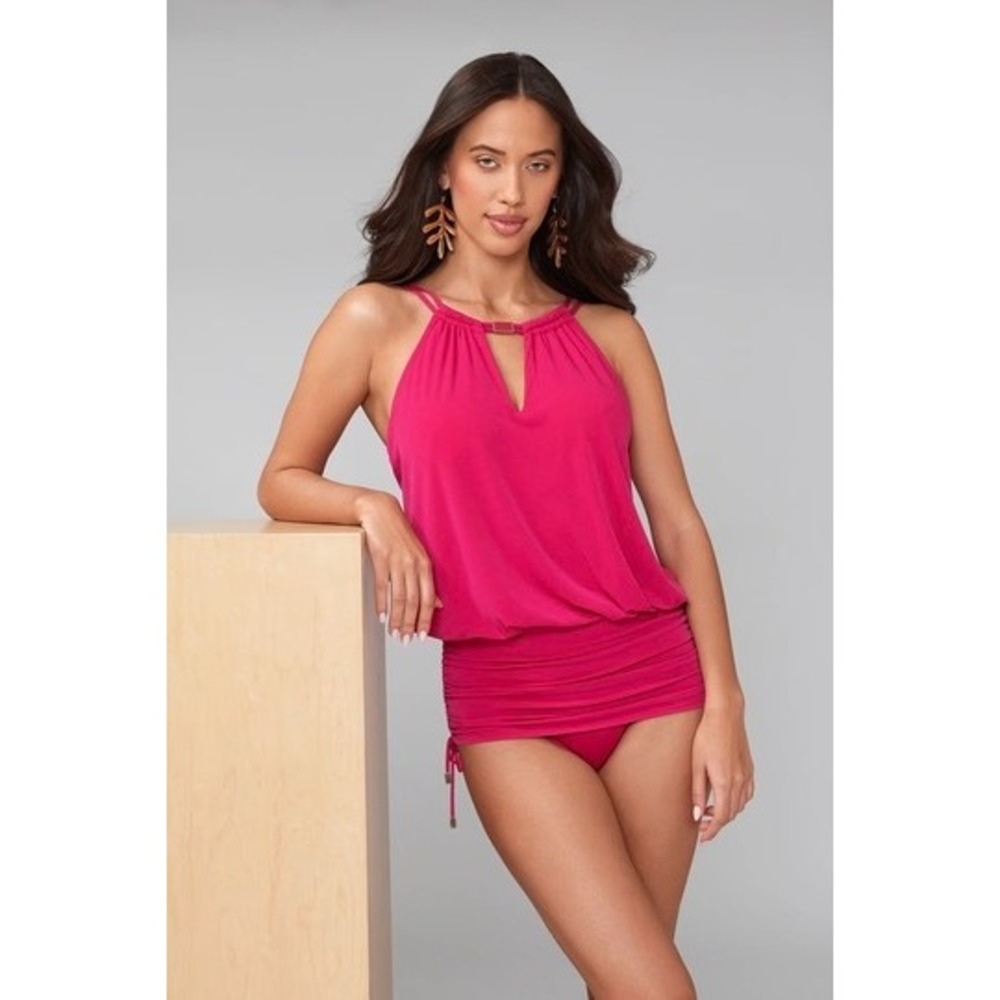 Magicsuit Susan One Piece Swimsuit Women 14 Pink Blouson Keyhole Adjustable $188